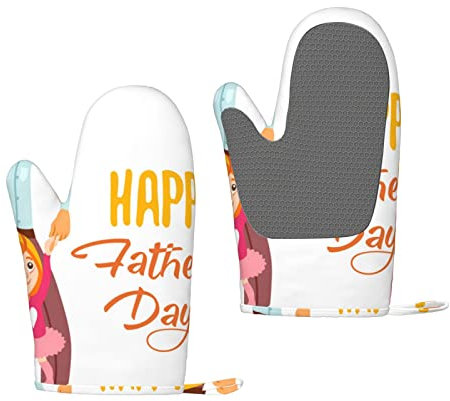 Silikon-Ofenhandschuhe, Vatertag von Tochter, bedruckt, hitzebeständig, Silikon, Grillhandschuhe, Grillhandschuhe, rutschfest, 2 Stück