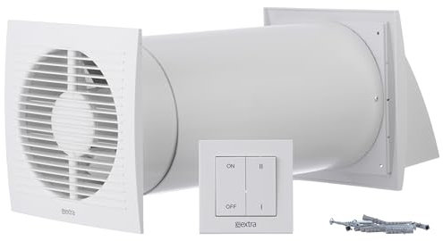 Steinberg14 Weiß 150mm Dezentrale Lüftung mit Wärmerückgewinnung - Rekuperator mit Schalter - Wandlüfter mit Wärmetauscher - Raumbelüftung Wohnraumlüftung Belüftungssystem Lüftungsanlage Lüfter