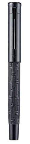 Hongdian Black Forest Max Fountain Pen, Titanium-Coated Medium Nib Chinese Knot Carving Smooth Writing Pen with Converter and Metal Pen Box Set
