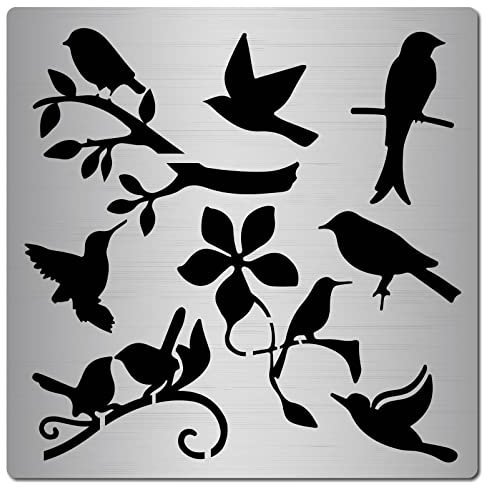 CREATCABIN Metallschablonen Mit Vogel Gestanzt Plaketten Stanzformen Kolibri Tiere Schablonenwerkzeug Zum Malen Basteln Scrapbooking Basteln Fotoalbum Dekorative Prägung Holzbrennen 16 x 16cm