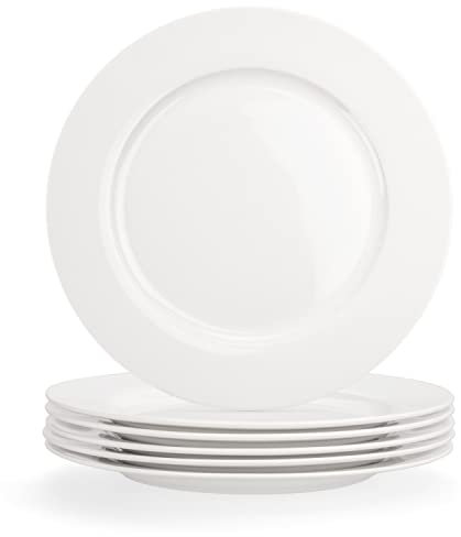 Porzellan Teller Lisa, 6 x warmweiße Hauptspeisenteller Geschirrset 6 Personen Speiseteller flach (26,8) Teller Set 6 Personen Tafel Service