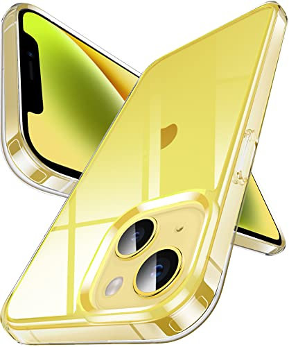 DASFOND Hülle für iPhone 14 und iPhone 13, Crystal Clear Nie Vergilbung Cover Transparent stoßfest Ultra dünn Handyhülle Anti-Scratch Klar Rückseite Handyhülle Flexibel Hard Case, Durchsichtig