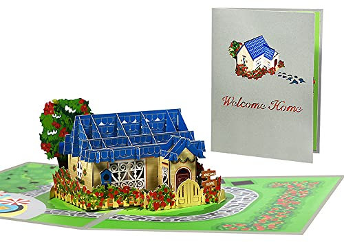 Pop Up Grußkarte Glückwunschkarte Karte zum Einzug,3D Haus Umzug Einzug Karte Grußkarte Welcome Home Grußkarte für Einweihungsparty