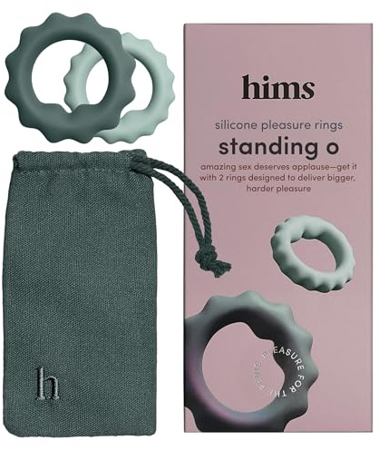 HIMS Standing O Penis Rings - Silicone, Non-Vibrating Grooved Pleasure Rings - Men's Sex Toy for Stronger Erection - Reusable & Easy-to-Use - Safe for Skin & Sensitive Areas - Set of 2