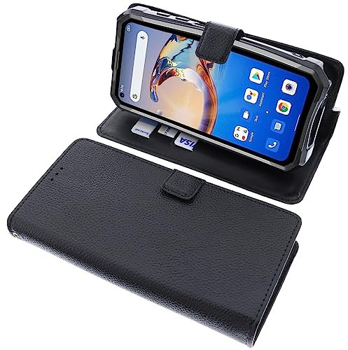 foto-kontor Tasche kompatibel mit Unihertz Tank Schutzhülle schwarz Book Style Case Handy Schutz Hülle Buch Wallet Handyhülle Cover Klapphülle Ständer Handytasche