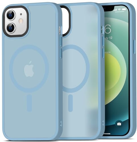 Mootobo Strong Magnetic Case for iPhone 12/12 Pro - Compatible with MagSafe Accessories, Military-Grade Protection, Slim Design with Smooth Matte Back and Anti-Slip Edges - 6.1 Inch, Blue