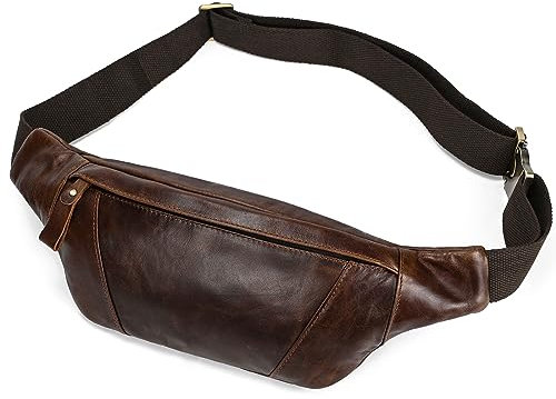 Gürteltasche Leder Vintage Bauchtasche für Herren Damen Hüfttasche Modern Belt Bag für Jogging Festival Urlaub Echtes Leder, Braun