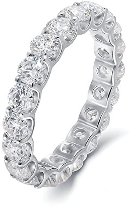 Bishilin Ehering Weissgold 585, Hochzeit Ringe Frauen mit 2ct Moissanit Bandring Trauringe Verlobungsringe Nickelfrei Gr.47 (15.0)