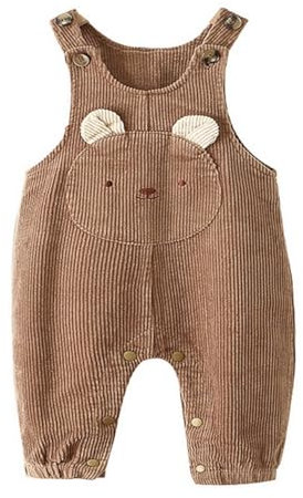 AOOPOO Baby salopette di velluto a coste salopette allentata orso cartone animato pantaloni salopette morbido retrò un pezzo bottone pantaloni bavaglino tuta tuta neonato per la primavera autunno