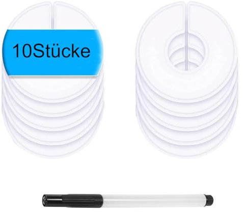 gvivej Größen Teiler,Kleidergrößen teiler, Weiße Schrank-Trennwände, Kleiderständer, Größenteiler, runde Kleiderbügel, Trennwände für Schrank, runde Kleiderbügel chrank-Trenner,10 Stück