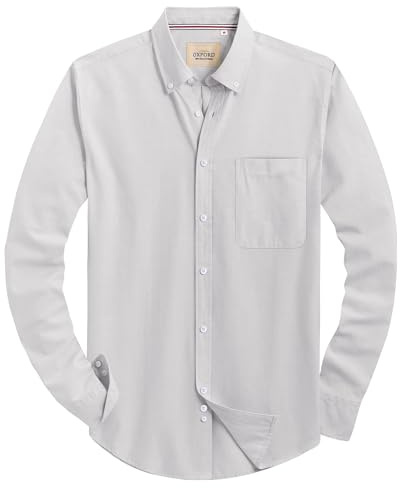 J.VER Oxford Herren Hemd Bügelfrei Regular Fit Hemd Langarm Casual Hemd aus Oxford Button Down Hemd Faltenfrei Freizeithemd mit Tasche