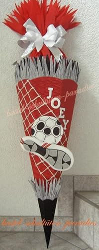 Schultüten Bastelset Fußball 2 rot-weiß-silber MaterialType Schultütenzuschnitt 400g Karton