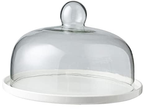 kowaku Alzata per Torta Rotonda con Vassoio da Portata in Vetro a Cupola per Decorazioni per Dolci, 25 cm x 25 cm x 15 cm