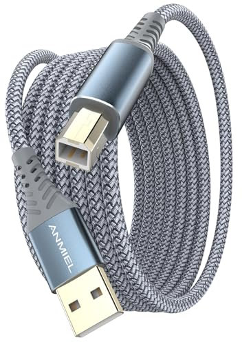 ANMIEL USB Printer Cable, 6.6FT/2 Meter USB Printer Cord Nylon weave USB 2.0 Type A Male to B Male Scanner Cord High Speed for HP, Canon, Dell, Epson, Lexmark, Xerox and More
