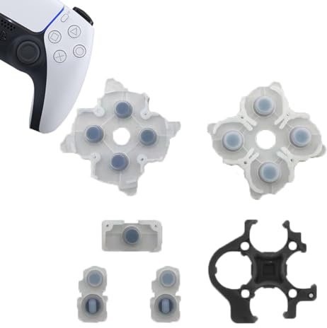 1 lot de coussinets en caoutchouc conducteur en silicone de rechange pour manette Playstation 5 PS5 BDM-020 DualSense 5 L1 R1 L2 R2 avec bouton adhésif pour changer de clavier (2.0)