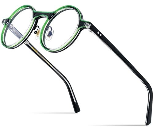Puder Acetat Brillengestell Damen Transparente Runde Brillen Herren Brillen,3,Einheitsgröße
