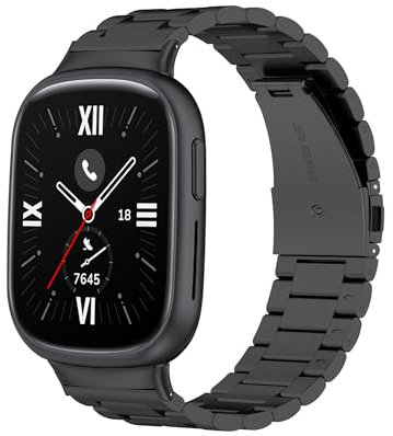 JYMYI Bracelet en Acier Inoxydable pour Honor Watch 4 - Sangle de Remplacement Smartwatch (Noir)