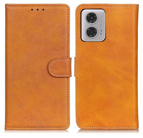 GOKEN Coque Étui pour Motorola Moto E14 / Moto G24 / G24 Power / G04 / G04s - Housse Rabat Magnétique Antichoc en Cuir Synthétique et Silicone, Portefeuille, Carte, Support Pliable, Marron