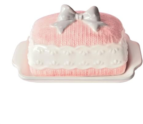 GaRcan Recipiente para Guardar Mantequilla de cerámica en Relieve: vajilla Elegante para Queso, postres y más