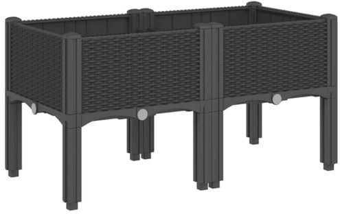 vidaXL Jardinière avec Pieds, Lit Surélevé, Bac à Fleurs, Pot de Plantes Jardin Patio Terrasse Arrière-Cour Extérieur, Noir 80x40x42 cm PP