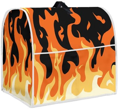 TOADDMOS Orange Burning Fire Stand Mixer Cover Food Mixer Protector Kitchen Blender Stain Resistant Protective Kitchen Mixer Cover with Pocket