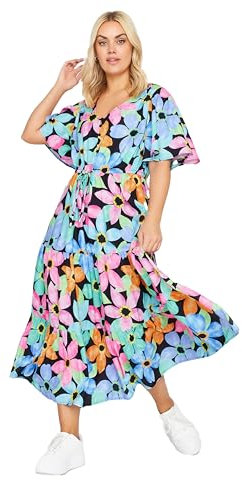 Yours Curve Floral Angel Sleeve Maxi Dress - Women's - Plus Size Curve Black