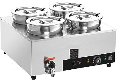 Electric Soup Warmer with 2/3/4 * 7.4 Qt Food Kettle Warmer Stainless Steel Cooking Pot Heat Resistant for Restaurant Home(4X7.4QT 1500W)