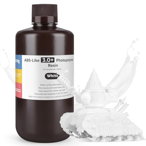 ELEGOO ABS-Like Resin 3.0 Plus, 3D Drucker Resin 405nm Rapid UV-härtendes Photopolymer Harz, Hohe Präzision, Nicht Spröde für LCD 3D Drucker Weiß 1kg