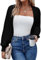 HOTOUCH Cardigans for Women UK Batwing Long Sleeve Cropped Cardigan Shrugs Open Front Lightweight Casual Loose Knit Jumper Tops for Dress Evening Wedding Black L