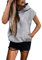 Sweat à capuche sans manches pour femme - T-shirt d'été à manches courtes - Couleur unie - Avec cordon de serrage