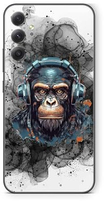 Skins4u Schutzfolie Aufkleber Skin kompatibel mit Samsung Galaxy A04s Kratzerschutz Skins Vinyl Folie Rückseite Black Smoke Monkey