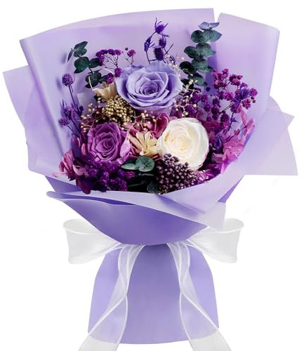 Konservierte Blumen Bouquet, Konservierte Rose Blumen für die Lieferung Prime, natürliche echte Rose dauert 1-3 Jahre, Valentinstag Muttertag Jubiläum Geburtstagsbox für Frau Mutter ihr