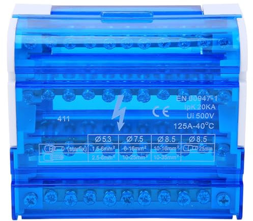 Haosie Boîte de Distribution de Rail Din, Boîte de Distribution de Bornier, Répartiteur Tétrapolaire, Repartiteur Electrique Monophasé à 4 Niveaux, Boîte avec Couvercle Transparent