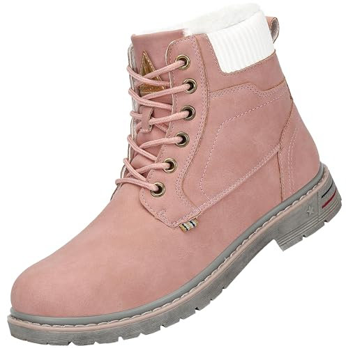 Mishansha Femme Bottes Hiver Randonnée Chaussures Bottes de Neige Chaudes Fourrure Bottine, Rose 36