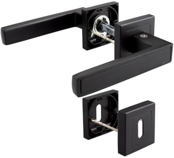 VERAMET® Poignées de porte noires pour porte de chambre - Élégante poignée de porte noire - Poignées de porte intérieures élégantes - Noir - Pour porte de chambre