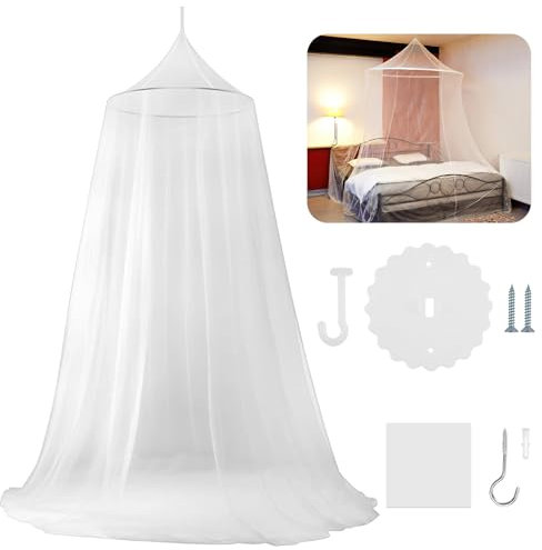 Hopton Moustiquaire de lit, grande moustiquaire, à mailles fines, lit double, lit simple, avec crochets adhésifs et vis, pour voyage, maison, protection contre les moustiques (0,65 x 2,5 x 12,5 m)