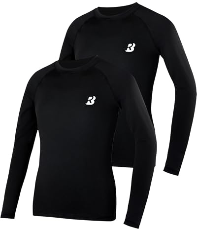 Roadbox Kompressionsshirts für Jungen 1-2 Pack, Sportshirt Langarm & Kurzarm, Atmungsaktives Unterziehshirt Kinder, Skiunterwäsche Fußball Laufen
