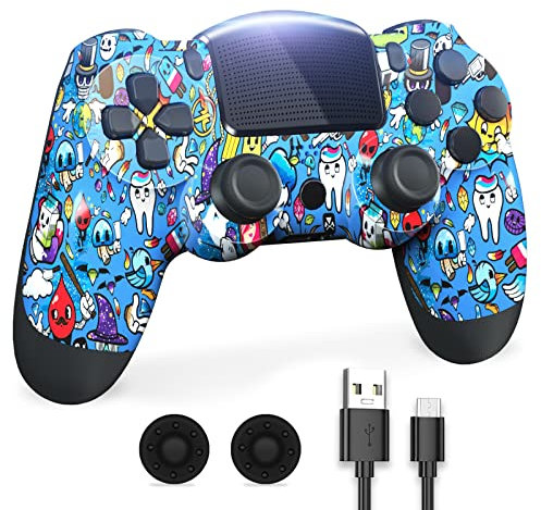 Play4 Mando Compatible para Play4/Slim/Pro, Mando De PC con Cable con Doble Vibración, Sensor Giroscópico De 6 Ejes y Conector para Auriculares