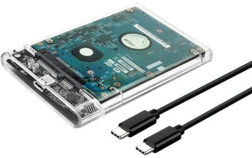 Asyduey 2.5 Inch HDD SSD Case to USB 3.1 Type C 4TB Transparent External Hard Drive Housing Compatible UASP III Laptop