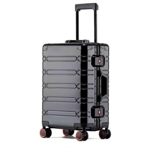 Aluminium Reisekoffer Black HEUER LINE Hartschalenkoffer Suitcase Trolley Luggage (M)