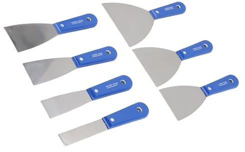 Fafeicy Kittschaber -Set Robus Carbon Stahl Spatel Kit Zum Auftragen von Gips Trockenbau -Reparatur Tapete Entfernen, 7pcs Tragbar für Enthusiasten