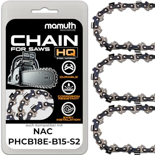 3 catene per motosega, 20 cm, 1,1 mm, 3/8, 33 TG, per NAC PHCB18E-B15-S2