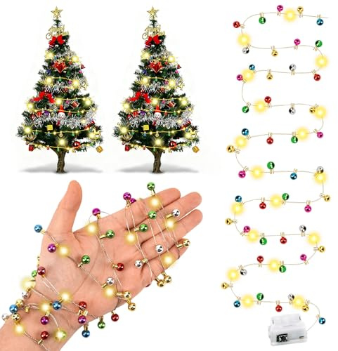 Wichtel Lichterkette Miniatur LED, 2M Wichtel Zubehör Lichterkette, Puppenhaus Zubehör Weihnachten, Bunte Mini Lichterketten Wichtelhaus für Weihnachtsdeko Puppenhaus Möbel Kinder Geschenk