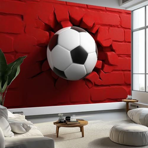 Wallpaper Photo Game 3D Wall Break Soccer 200 x 140 cm Murals Large TV Background Wall Art - Red Mural Decoration for Living Room Bedroom Luxury Art Poster Wall Covering