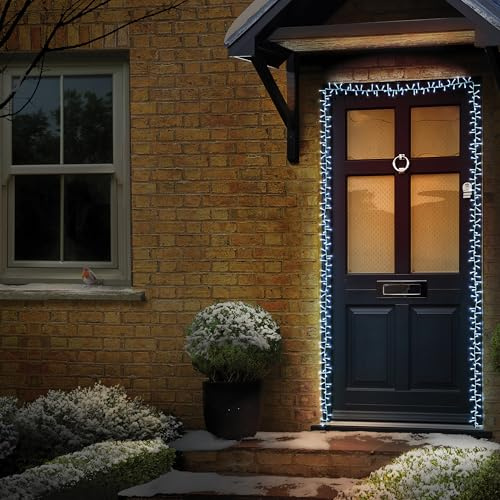 Premier 5.5m 440 LED Supabright Door Garland with Timer – White Multi Action Christmas Lights for Indoor and Outdoor Use