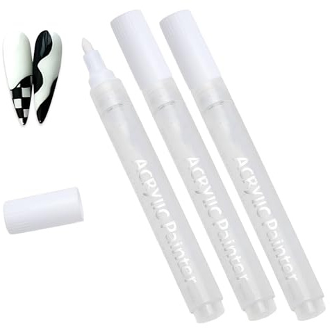 Nagellack Stift, 3 Stück, 3mm Spitze, 3D Gel Nail Art, French Nails, Präziser Nagelweißstift, Für DIY Und Professionelle Maniküre