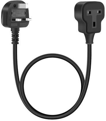 YANBORONSN Short Single Extension Lead,1 Way Gang Single UK 3 PIN Socket Male to Female 3x1mm² Mains Power Extension Lead with 13A for Home,Office,Outdoor (Black,0.6M)