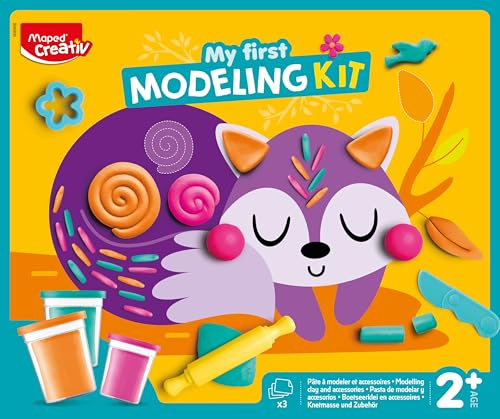 Maped CREATIV MY FIRST Modellier Set für Kinder ab 2 Jahren – Knete Bastelset mit Zubehör, Rollen Schneiden Formen lernen, inkl. Sicherheits-Schere & Aktivitätskarten