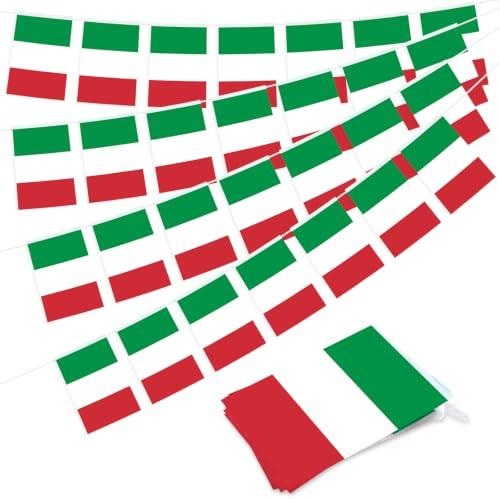 10 m Italien-Flaggenbanner, 30 Stück Mini-Italien-Wimpelkette, rot-weiß-grüne IT-Länderflaggen-Girlande für Italian Heritage Day, Nationalfeste, Paraden, Zuhause, Garten, Innen- und Außendekoration