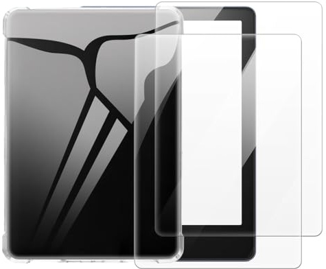 OAGELIM 2 in 1 Case and Screen Protector Compatible with Amazon Kindle Paperwhite 2 6th Generation 6.0 2013 Protective Cover with Tempered Glass Film(Clear)